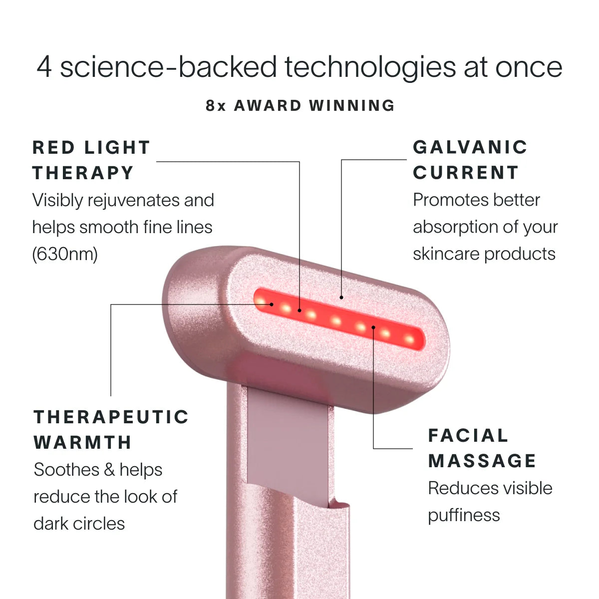 Bacchetta per la terapia della luce rossa 4 in 1 e kit di siero attivante - Oro Immagine 3